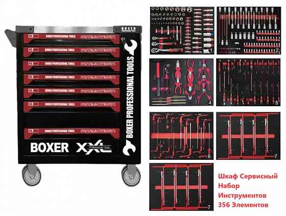 BX-015 Сервісна Шафа з Інструментами 356 Елементів, 7 Ящиків, Металева, Комплект для Майстерні Одеса