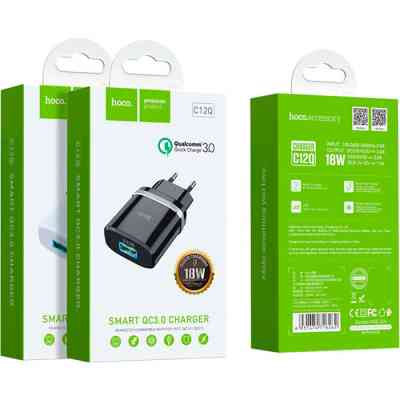 Зарядний пристрій HOCO C12Q Smart USB QC3.0 18W Black (6931474716255) Вінниця
