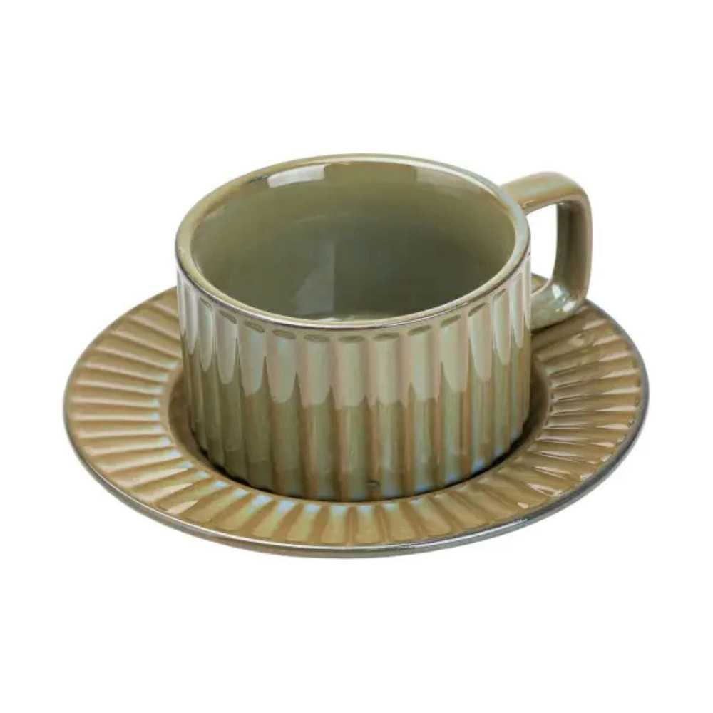 TS Kitchen Чашка з блюдцем 250 мл порцелянова Смарагдова HP7210GR Київ - фото 2