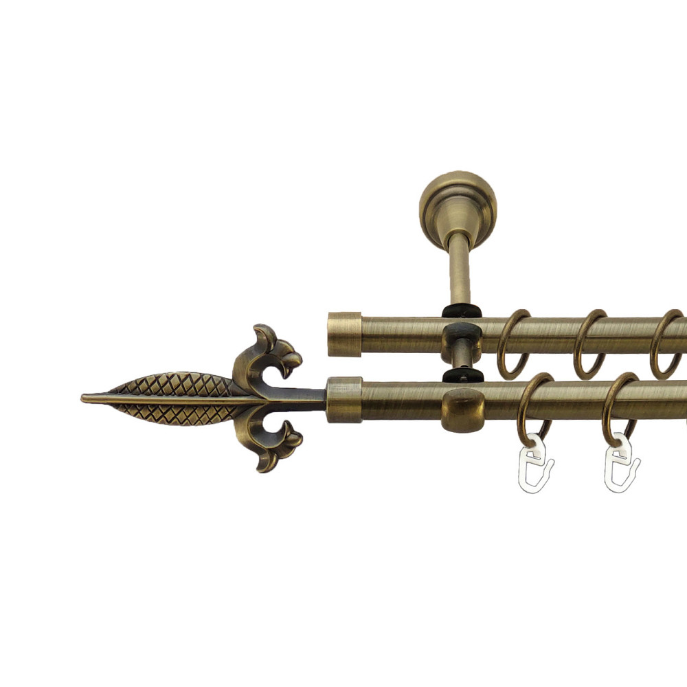 Карниз Orvit Генуя металевий дворядний відкритий Антик 16\16 мм 240 см (7318534) Львів - фото 1