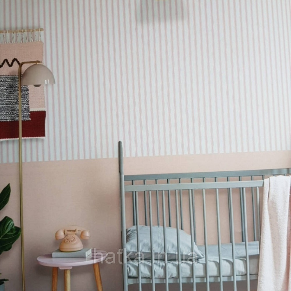 Шпалери вінілові на флізеліні AdaWall Ada Kids метрові дитячі смуги широкі вузькі рожеві Київ - фото 1