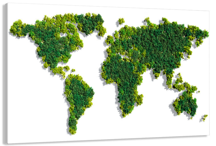 Картина полотно у вітальню / спальню  Мапа Світу    MLP_373 ( 60х30см ) 40x80 см Київ - фото 1