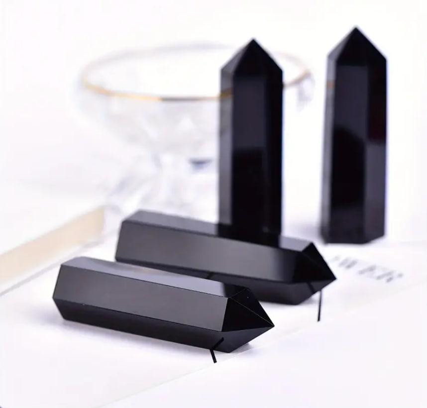 Черный Обсидиан, столбик из натурального камня, кристалл Черный Обсидиан. высота 6-7 см. Киев - изображение 3