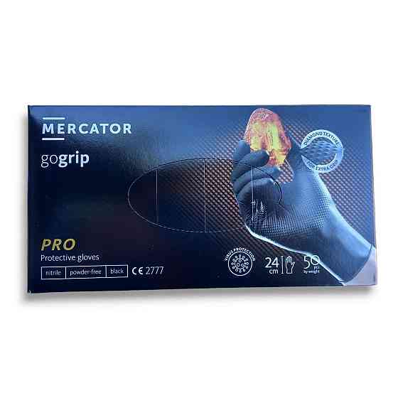 Нитриловые перчатки Mercator Gogrip размер L черные уп/25 пар Харків