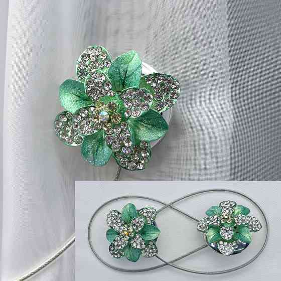 Магніти для штор та гардин "Flowers" набір 2 шт М'ятний  (81-205) Київ