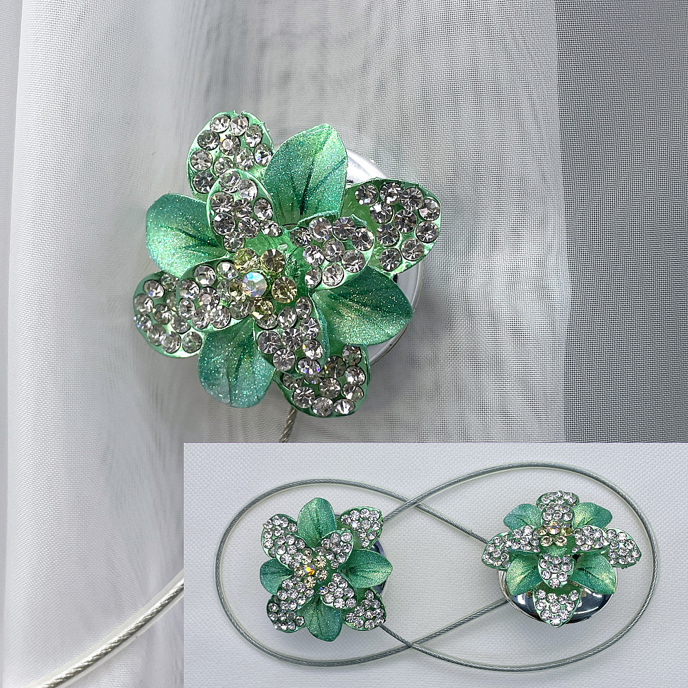 Магніти для штор та гардин "Flowers" набір 2 шт М'ятний  (81-205) Київ - фото 1