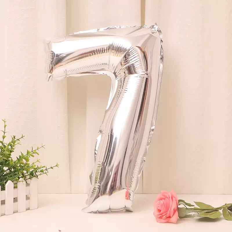 Шарик цифра 7 фольгированная 32 дюйма серебристый Киев - изображение 1