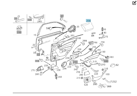 Mercedes-Benz  A2207374688 9B51 Накладка внутрішньої ручки відкриття задніх правих дверей колір антрацит S-class short W220 Одесса