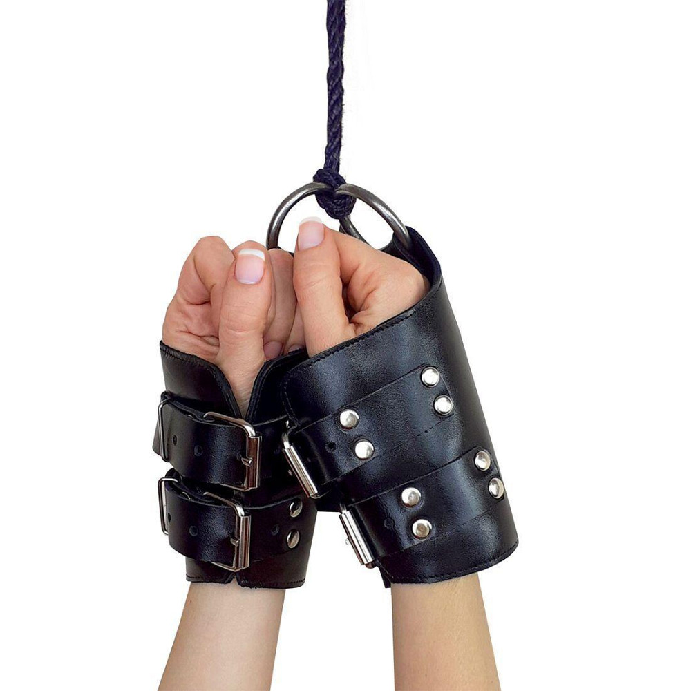 Манжети для підвісу за руки Art of Sex – Kinky Hand Cuffs For Suspension, чорні, натуральна шкіра Sex Aura Київ - фото 1