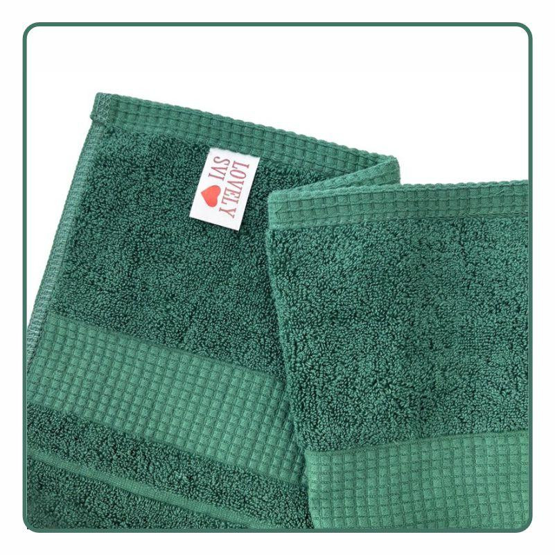 Набор 2 жаккардовых полотенца Lovely Svi для ванной в подарок,70х140 см  50×90 см Oxford Stripe зеленый Киев - изображение 2