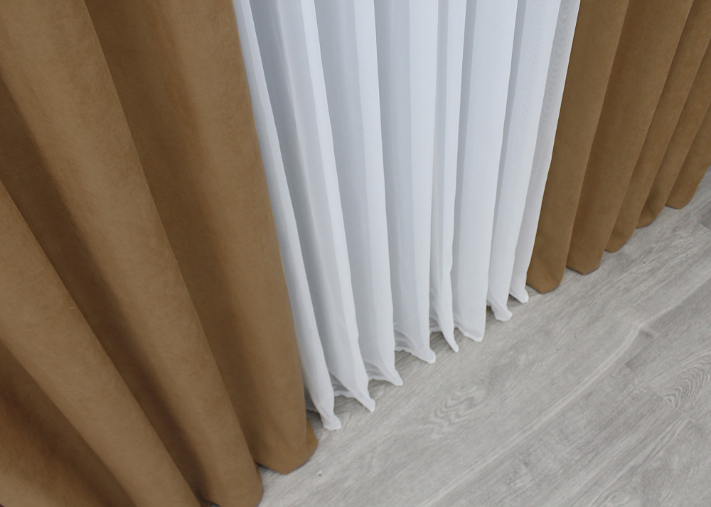 Шторная ткань нубук однотонный, Турция, цвет светло-коричневый 1523ш Киев - изображение 6