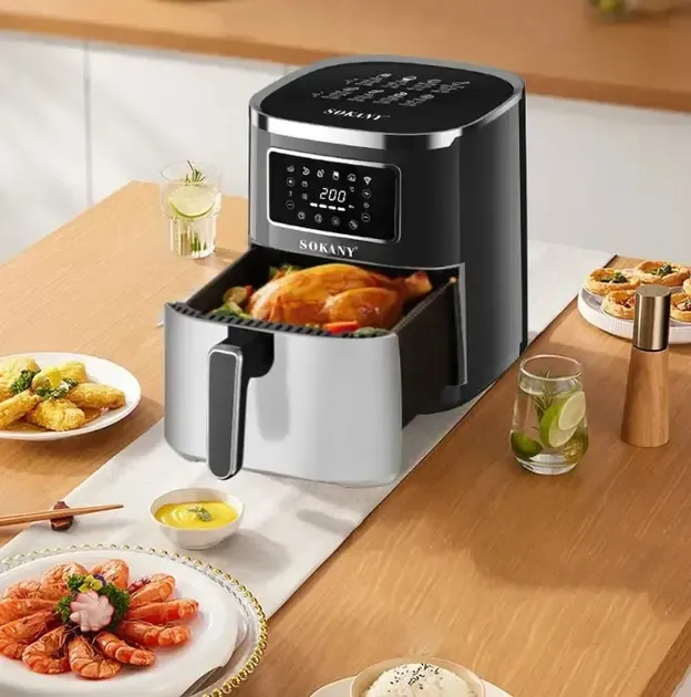 Аэрофритюрка Sokany SK 10052 1700W Аэрогриль безмасляная мультипечь для приготовления без масла 7 л с сенсорным управлением Коломия - фото 4