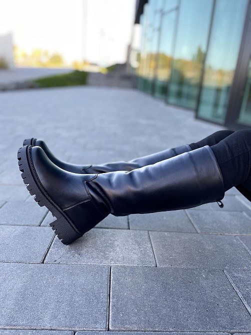 Чоботи жіночі Львів чорні натуральна шкіра зима высота 36см обхват 37-38см подошва 3/5см (4828) Коломия - фото 10