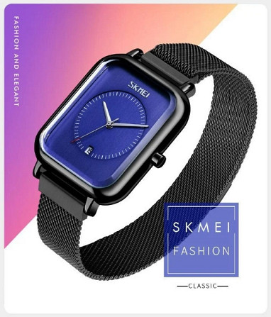 Мужские наручные классические часы Skmei 9207 Черные с синим циферблатом Винница - изображение 4