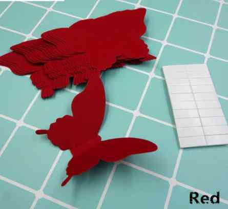 Декор на стіну метелики червоні - у наборі 20 штук розміром 8*5см, картон, є 2-х сторонній скотч Київ