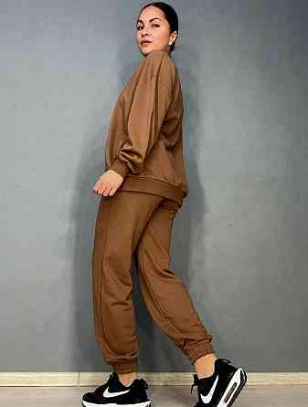 Костюм женский Quzen 470-471 свитшот и джогеры на резинке оверсайз, коричневый, S/M Киев