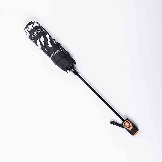 Парасолька напівавтомат з принтом міцна з поліестеру діаметр 97 см Чорна HP-23-2B Коломыя