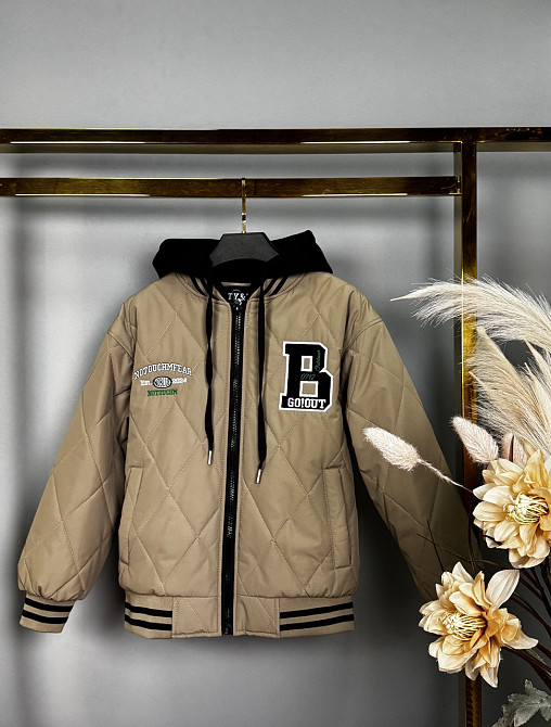 Куртка бомбер для мальчика подростка бежевый 146,158,164 Николаев - изображение 2