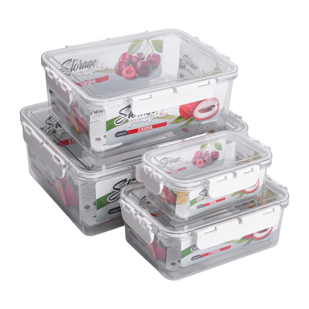 Набір контейнерів для їжі 0.7/1.7/3.3/5.7 л 4 шт з кришками на засувках HP-27-5 Коломия - фото 3