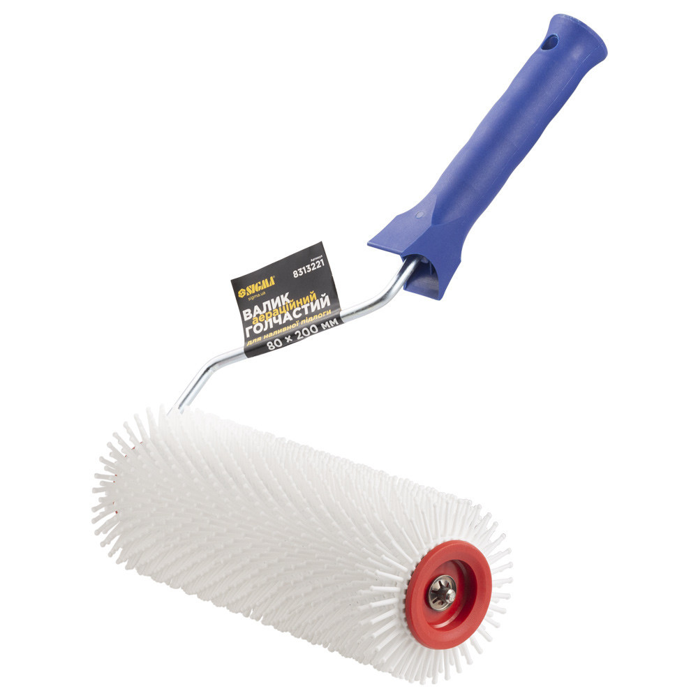Валик игольчатый аэрационный для наливного пола 80×200мм с ручкой белая иголка SIGMA (8313221) Киев - изображение 1
