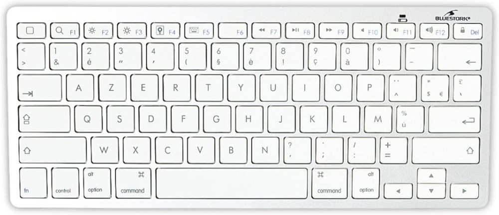 Бездротова клавіатура Bluetooth Bluestork компактна, ультратонка AZERTY, легка тиха міні-клавіатура для Mac, iPad, iPhone біла Київ - фото 1