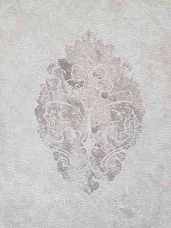 Шпалери вінілові на флізеліні гарячого тиснення DU&KA 1.06х10 вензель основа під штукатурку сірі коричневі Київ