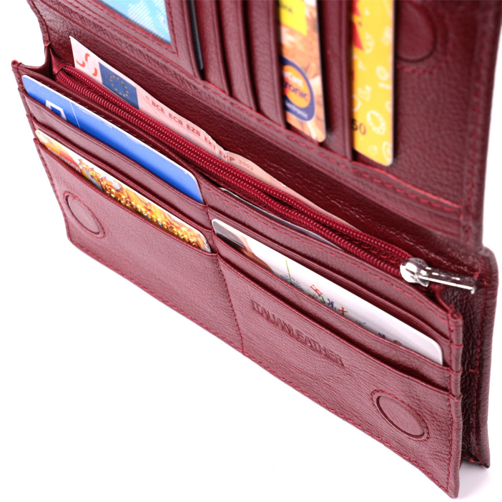 Женский вместительный вертикальный кошелек на магнитах из натуральной кожи ST Leather 22541 Бордовый Киев - изображение 7