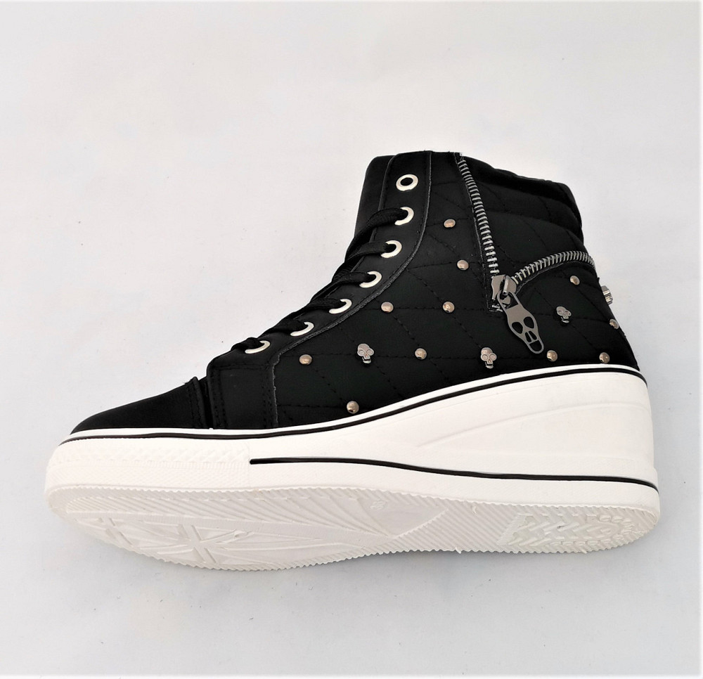 Жіночі Снікери Кросівки на Танкетці Чорні Сліпони Мокасини на Платформі (розміри: 37,38) Дніпро - фото 7