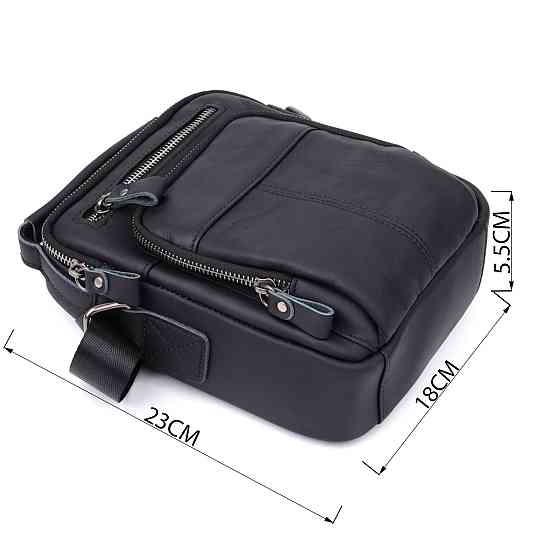 Деловая мужская сумка из натуральной кожи Vintage 23036 Черный Киев