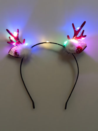 Светящийся новогодний обруч Рожки с светодиодами на голову one size красний Киев