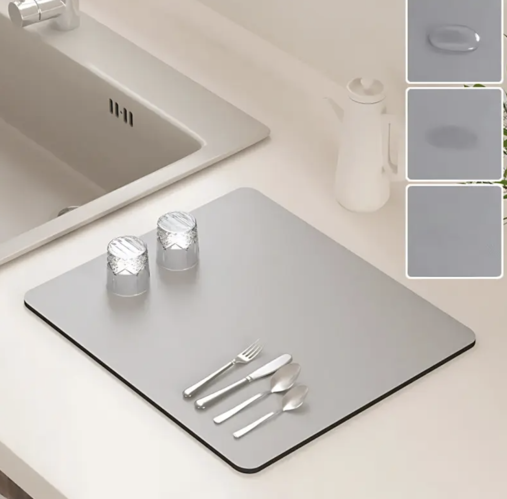 Супер поглинаючий килимок нековзний для сушіння посуду суперабсорбуючий 29*39см Сірий Вінниця - фото 6