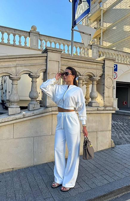 Женский прогулочный костюм двойка: кофта и штаны турецкая тринитка петля Молочный, 46/48 Одесса - изображение 5