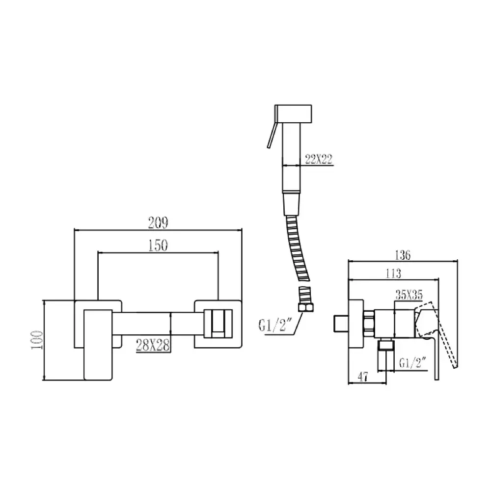 Гігієнічний душ із змішувачем WEZER PRO9A-02-BLACK чорний Київ - фото 5