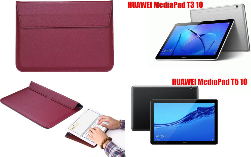 Чохол-конверт VitoCase для HUAWEI MediaPad T3 10, MediaPad T5 10, з функцією підставки для планшета Бордовий Київ - фото 1