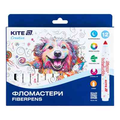 Фломастери Kite Creative Superwashable Jumbo 12 кольорів (K-1155) Вінниця