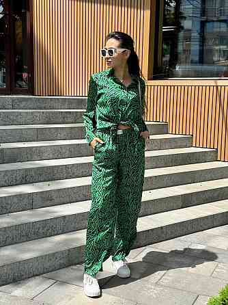 Жіночий шовковий костюм із штанами Зелений XS-S Харків