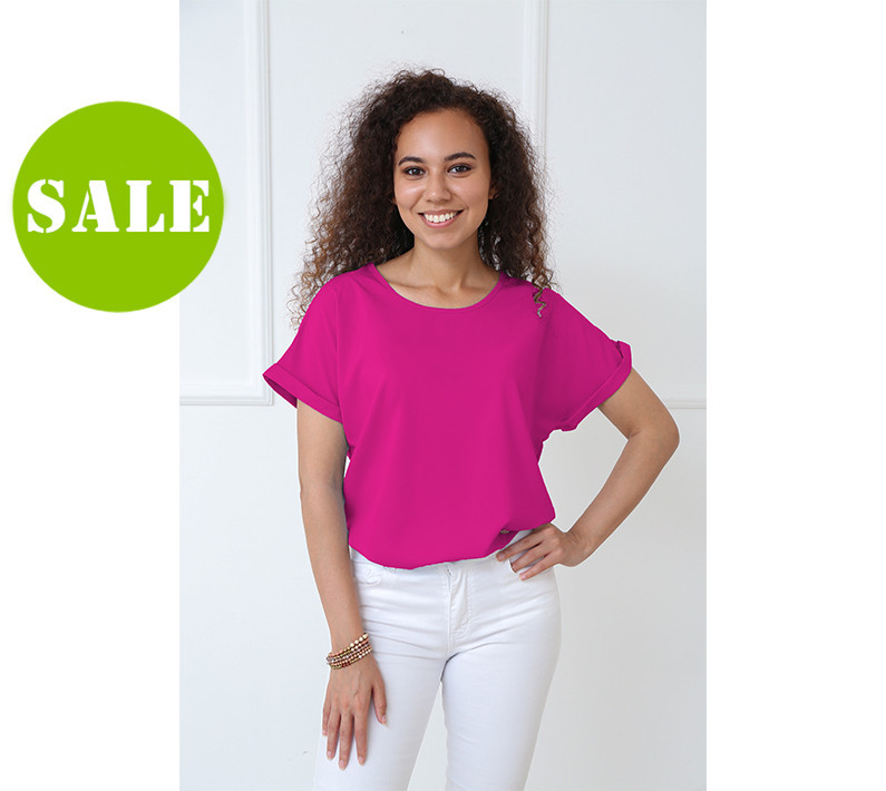 Літня блузка футболка вільного крою "Moment" оптом | Розпродаж кольору Малиновий, 42-44 Київ - фото 1