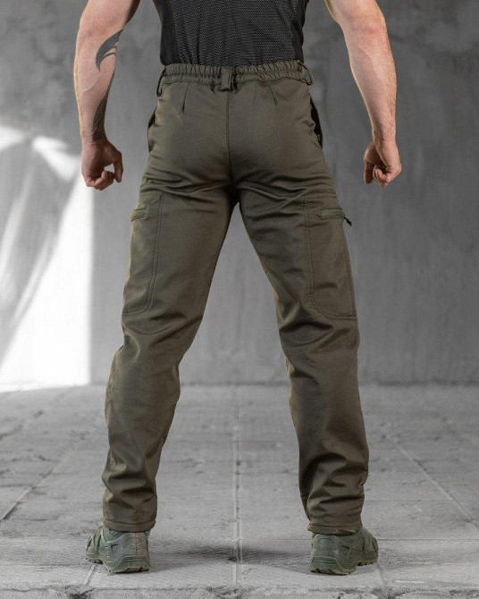 Тактические штаны  теплые мужские олива с резинкой Одесса - изображение 10