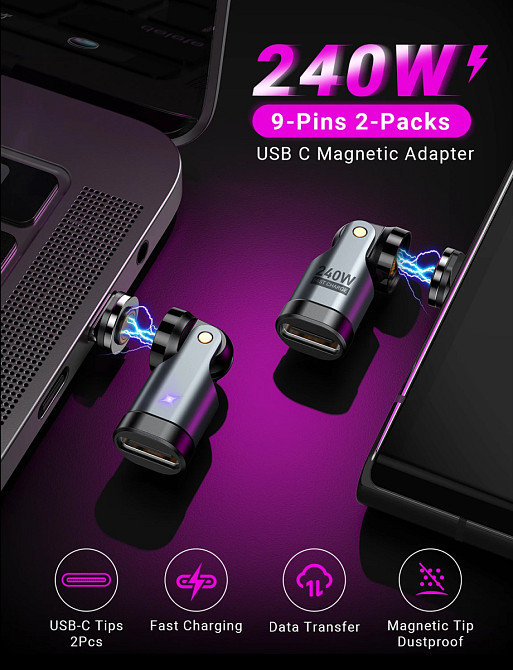 Магнітний конектор MicroUSB для магнітного адаптера, 9pin, швидка зарядка до 240W (без адаптера) Николаев - изображение 8