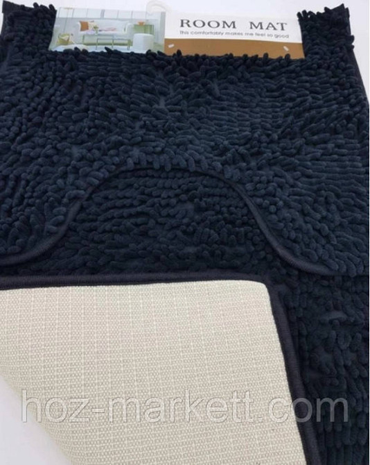 Набор ковриков коврики для ванной и туалета черный 80 х 50 см и 50 х 40 см Харьков - изображение 4