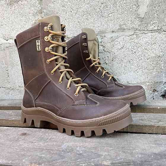 Тактичні чоловічі демісезонні коричневі берці ,військові чоловічі шкіряні берці прошиті та проклеєні Львів