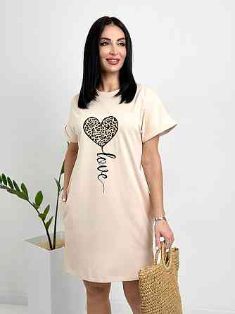 Жіноча сукня з малюнком "Passion" оптом | Норма і батал Бежевий, 42-44 Київ