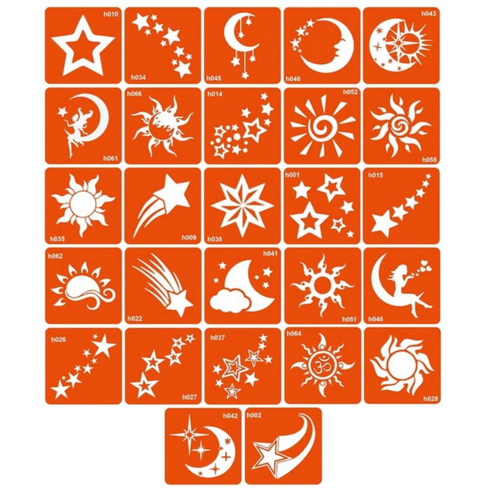 Набор трафаретов для био-тату «H - звезды, космос» h_simple_5x5_27_1 Винница - изображение 1
