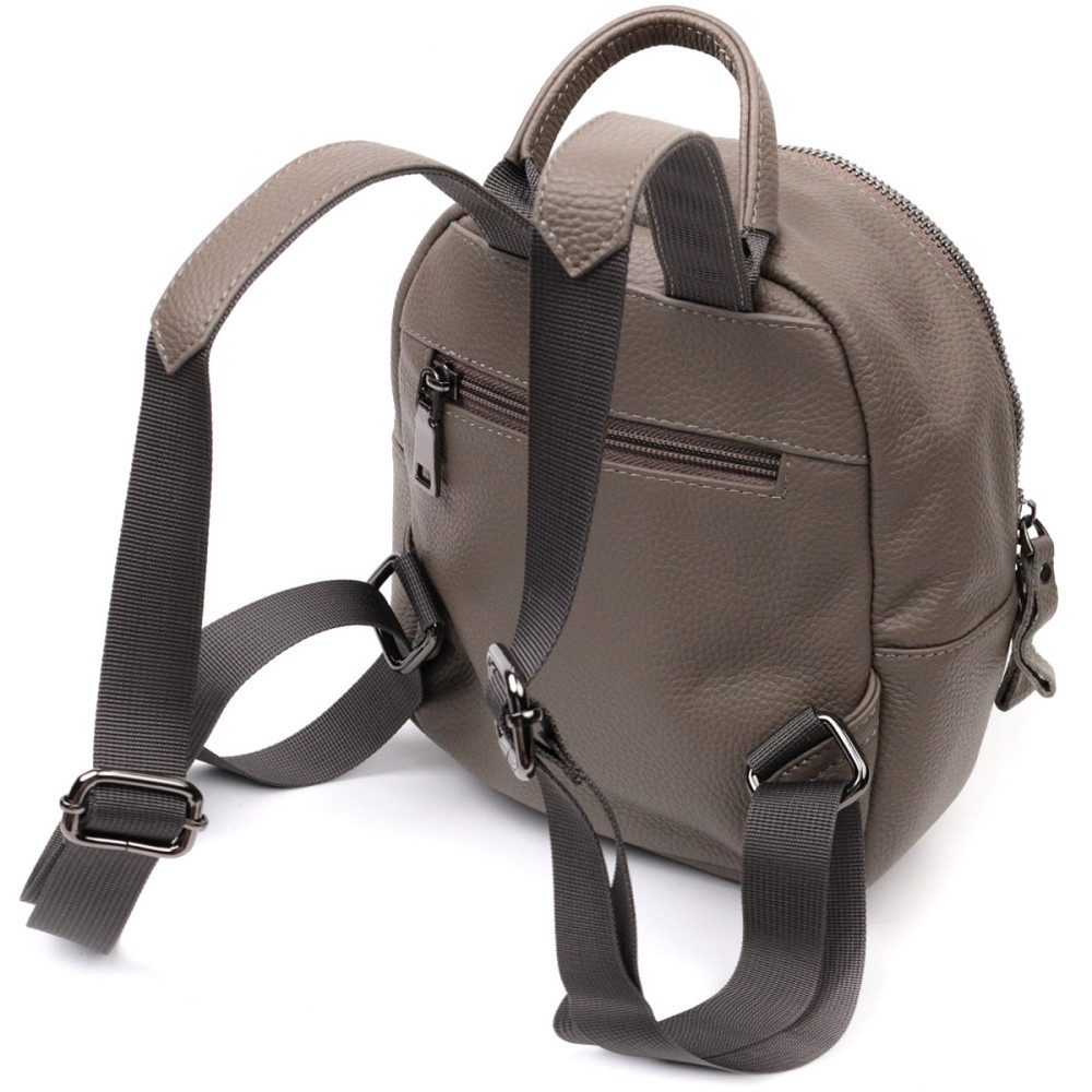 Женский компактный стильный рюкзак из натуральной кожи Vintage 22435 Серый Киев - изображение 2