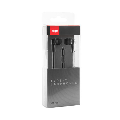 Наушники Ergo VM-735 Type-C Earphones Black (VM-735K) Винница - изображение 2