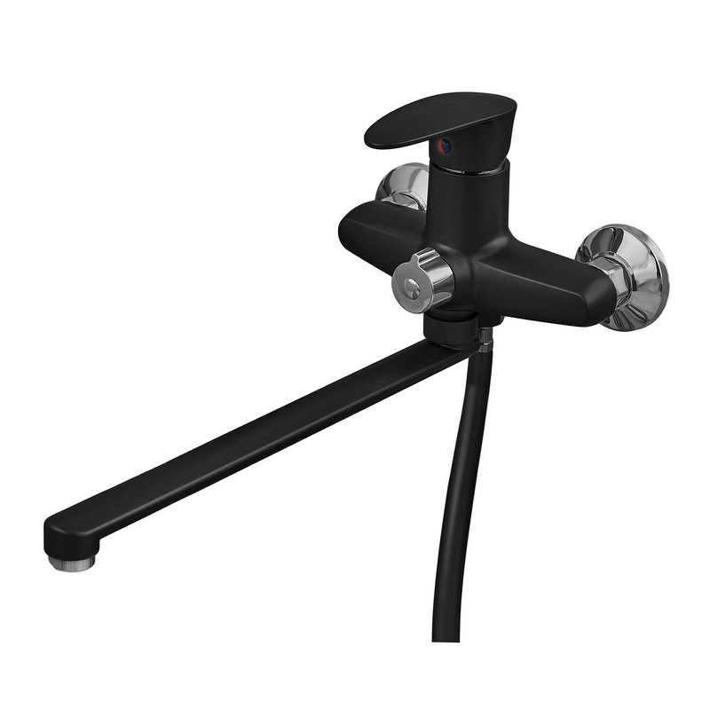 Смеситель для ванны Plamix CEZAR-006 EURO SET матовый черный с душевым шлангом, лейкой и кронштейном (PM0690) Харьков - изображение 5