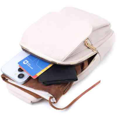 Сумка Vintage Жіноча з однією лямкою через плече з крупнозернистої екошкіри Молочна (22761) Вінниця