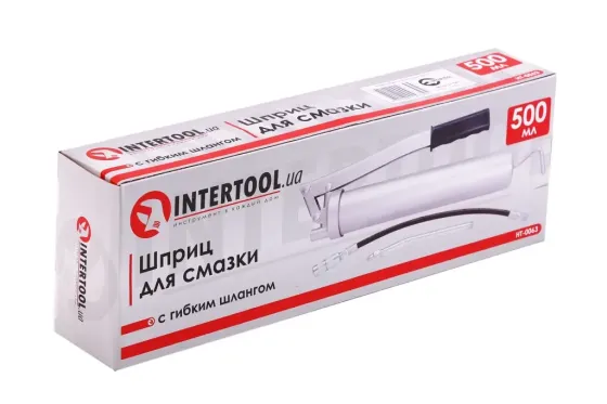 Шприц для смазки Intertool резин. ручка, с насадкой и шлангом Винница