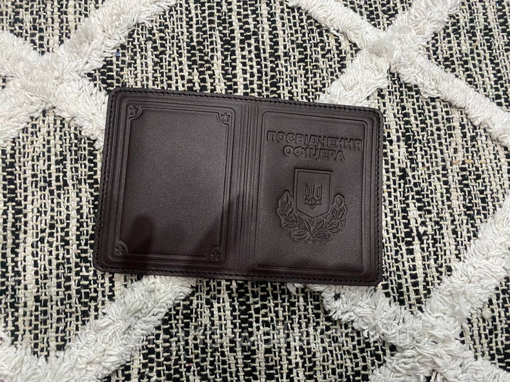 Шкіряна обкладинка на посвідчення офіцера (темно коричнева) Київ - фото 4