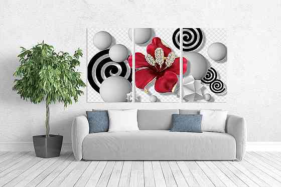 Модульная картина в гостиную / спальню   Квітка Мак    ART-034_3A 70х130 см Киев